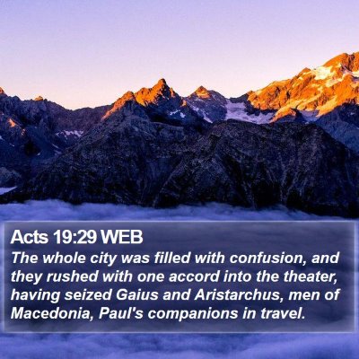 Acts 19:29 WEB Bible Verse Image