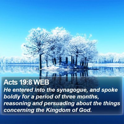 Acts 19:8 WEB Bible Verse Image
