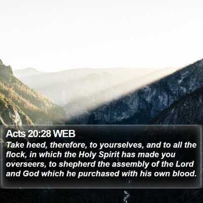 Acts 20:28 WEB Bible Verse Image