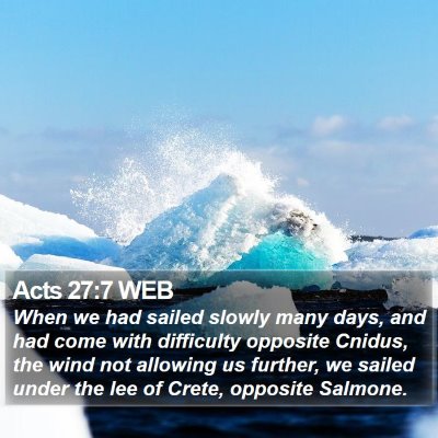 Acts 27:7 WEB Bible Verse Image