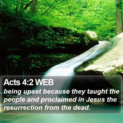 Acts 4:2 WEB Bible Verse Image
