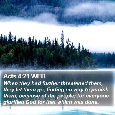 Acts 4:21 WEB Bible Verse Image