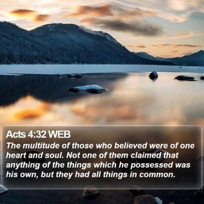 Acts 4:32 WEB Bible Verse Image