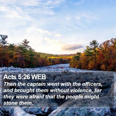 Acts 5:26 WEB Bible Verse Image
