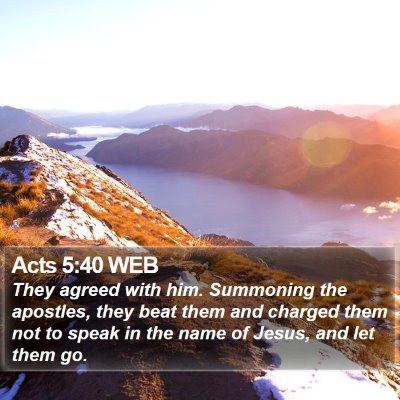 Acts 5:40 WEB Bible Verse Image