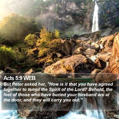 Acts 5:9 WEB Bible Verse Image