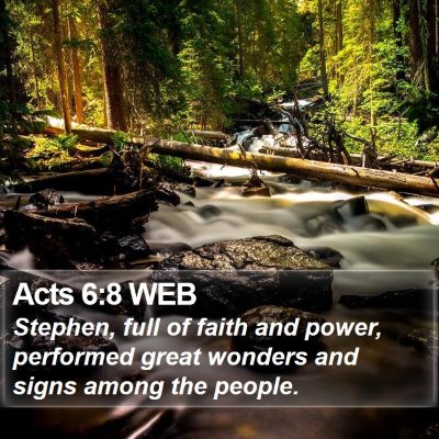 Acts 6:8 WEB Bible Verse Image