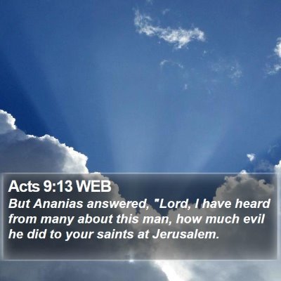 Acts 9:13 WEB Bible Verse Image