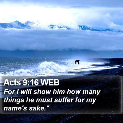 Acts 9:16 WEB Bible Verse Image