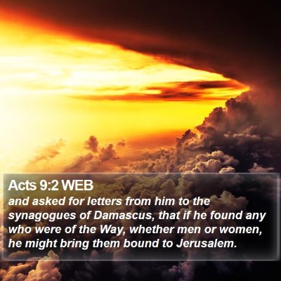 Acts 9:2 WEB Bible Verse Image