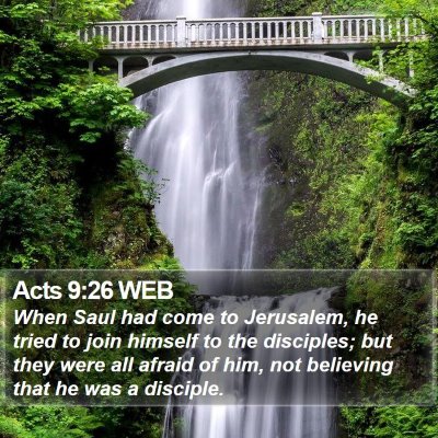 Acts 9:26 WEB Bible Verse Image