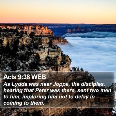 Acts 9:38 WEB Bible Verse Image