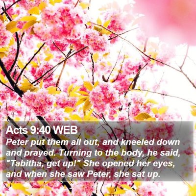 Acts 9:40 WEB Bible Verse Image