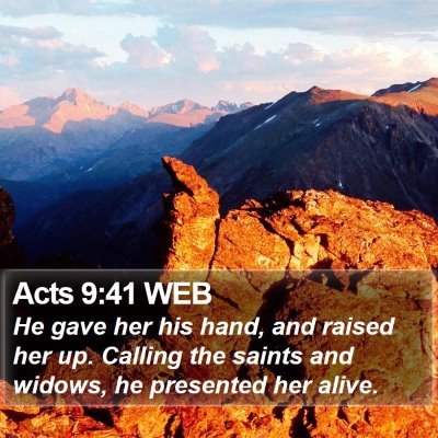 Acts 9:41 WEB Bible Verse Image
