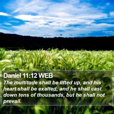 Daniel 11:12 WEB Bible Verse Image
