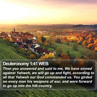 Deuteronomy 1:41 WEB Bible Verse Image
