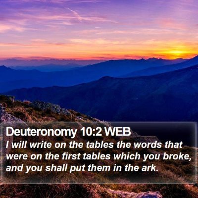 Deuteronomy 10:2 WEB Bible Verse Image