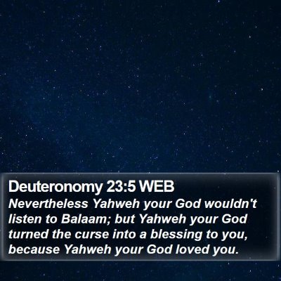 Deuteronomy 23:5 WEB Bible Verse Image