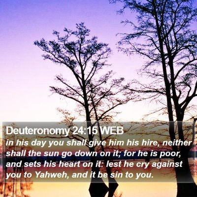 Deuteronomy 24:15 WEB Bible Verse Image