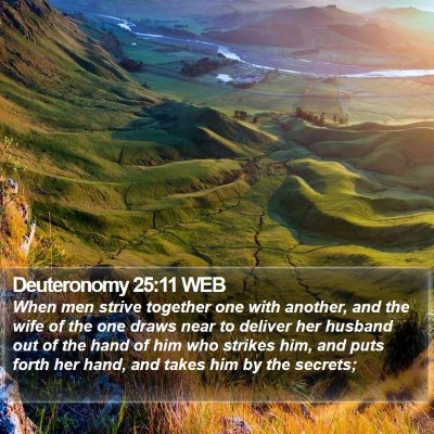 Deuteronomy 25:11 WEB Bible Verse Image