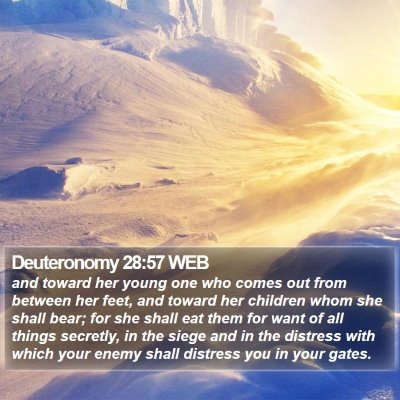 Deuteronomy 28:57 WEB Bible Verse Image