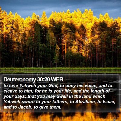 Deuteronomy 30:20 WEB Bible Verse Image