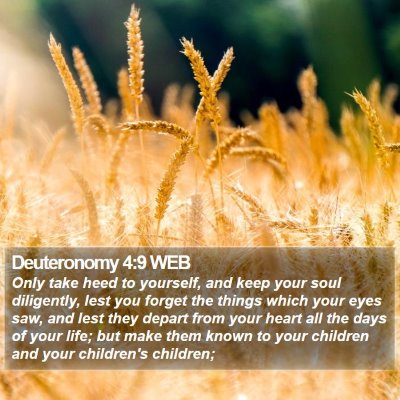 Deuteronomy 4:9 WEB Bible Verse Image