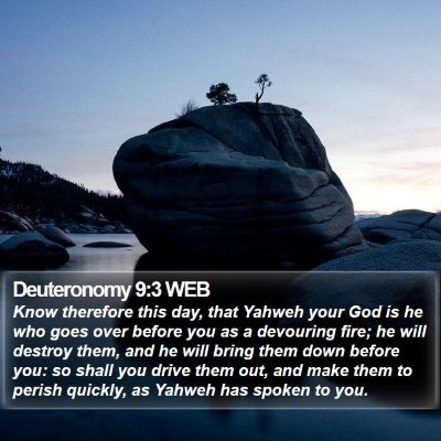 Deuteronomy 9:3 WEB Bible Verse Image