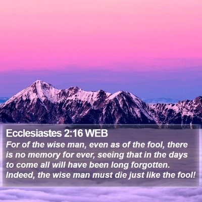 Ecclesiastes 2:16 WEB Bible Verse Image