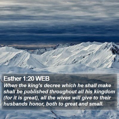 Esther 1:20 WEB Bible Verse Image