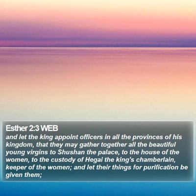 Esther 2:3 WEB Bible Verse Image