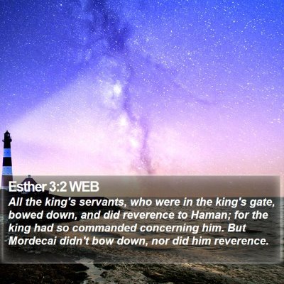 Esther 3:2 WEB Bible Verse Image
