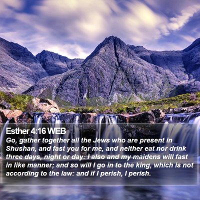 Esther 4:16 WEB Bible Verse Image