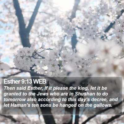 Esther 9:13 WEB Bible Verse Image