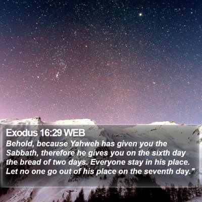 Exodus 16:29 WEB Bible Verse Image