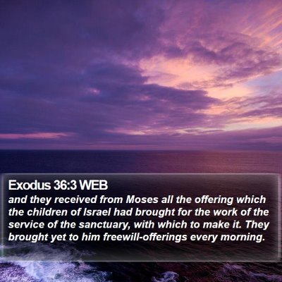 Exodus 36:3 WEB Bible Verse Image