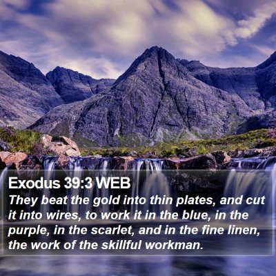 Exodus 39:3 WEB Bible Verse Image