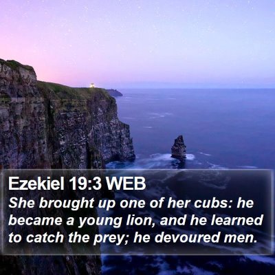 Ezekiel 19:3 WEB Bible Verse Image