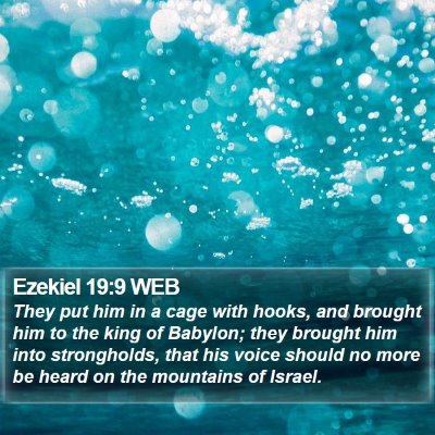 Ezekiel 19:9 WEB Bible Verse Image