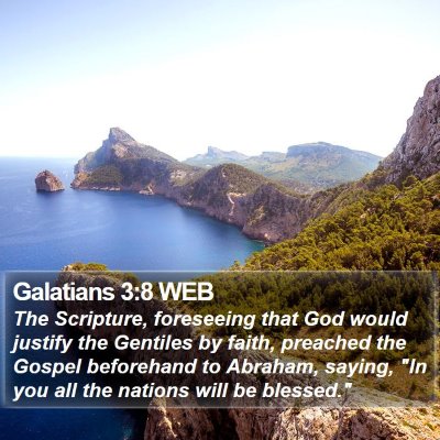 Galatians 3:8 WEB Bible Verse Image