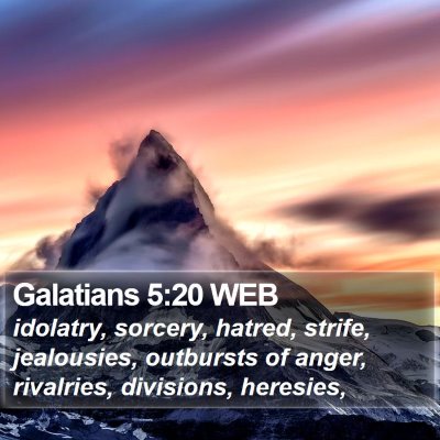 Galatians 5:20 WEB Bible Verse Image