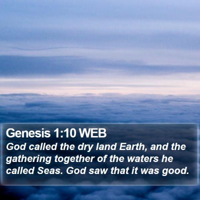 Genesis 1:10 WEB Bible Verse Image