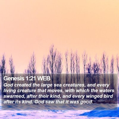 Genesis 1:21 WEB Bible Verse Image