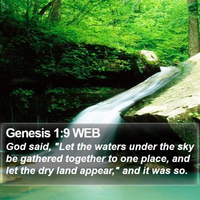 Genesis 1:9 WEB Bible Verse Image
