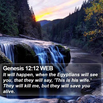 Genesis 12:12 WEB Bible Verse Image