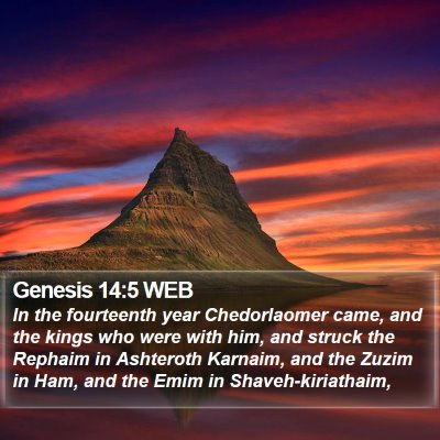 Genesis 14:5 WEB Bible Verse Image