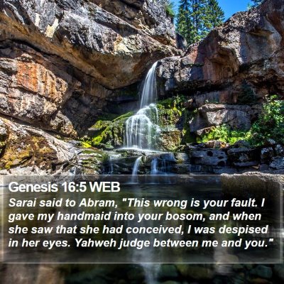 Genesis 16:5 WEB Bible Verse Image