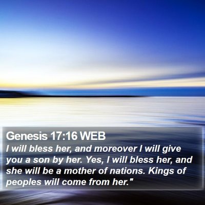 Genesis 17:16 WEB Bible Verse Image