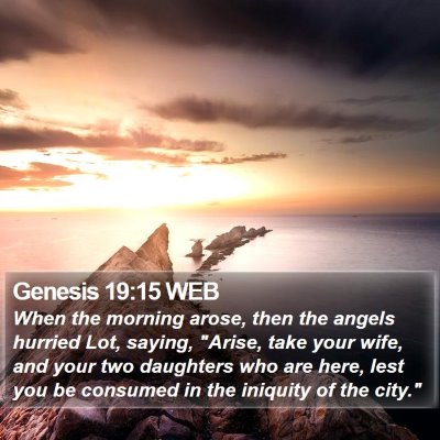 Genesis 19:15 WEB Bible Verse Image