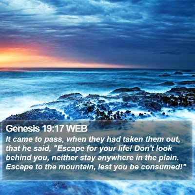 Genesis 19:17 WEB Bible Verse Image